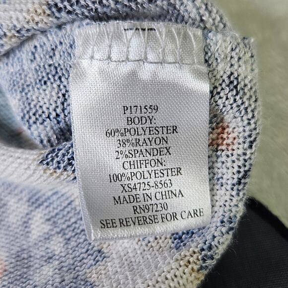 🦃 Absolutely Famous Top Blouse Sheer Blue Chiffon Handkerchief Hem Size Large - Picture 6 of 10